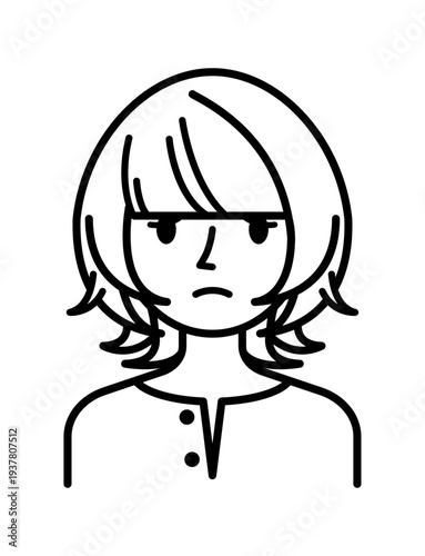ベクターイラスト素材：困ったり悩んだりしている若い女性アイコン