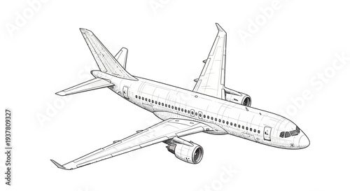 Airplane sketch on white background