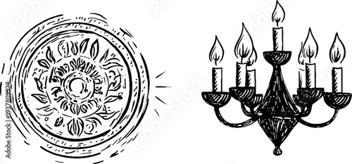 Elegant baroque chandelier and ornate candle ceiling design for vintage decor