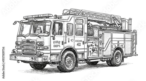 Fire Truck Line Drawing