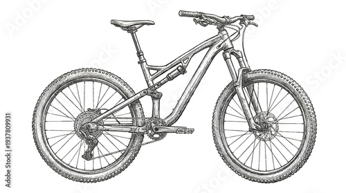 Full Suspension Mountain Bike Sketch