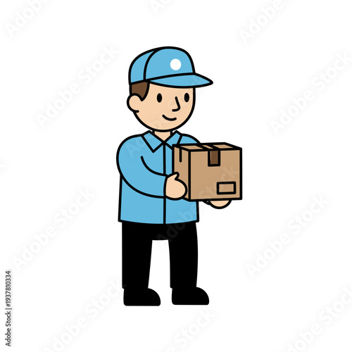 Delivery Man Holding Package vector illustration