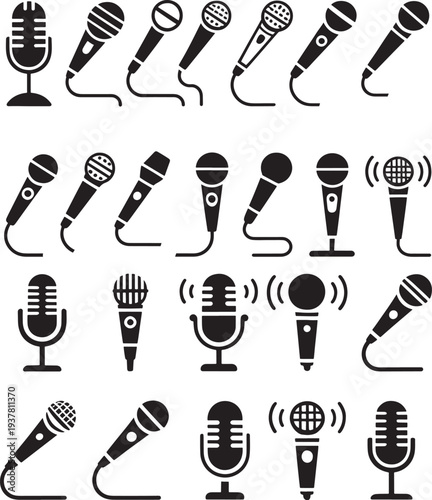 Collection of various microphone icons