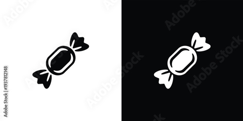 Black and white candy on split background wrapped candy sweets
