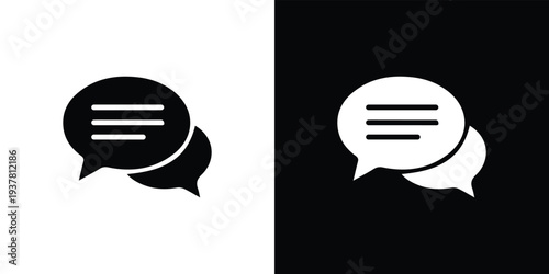 Black and white chat bubbles on split color background speech bubbles conversation black and white