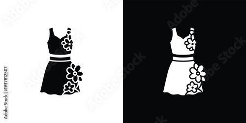 Black and white dress silhouettes with floral