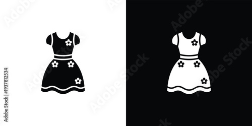 Black and white dresses with flowers on a split color background black dress