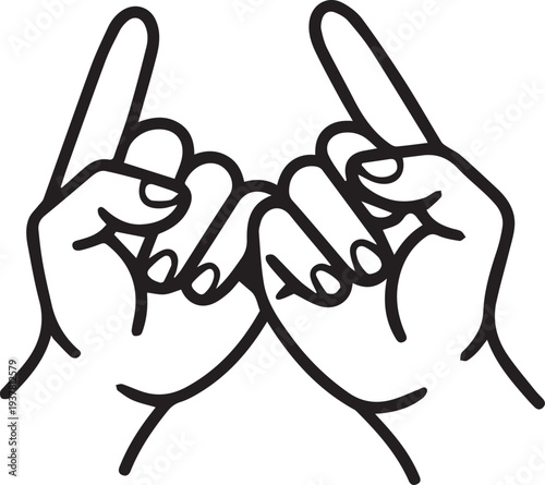 Pinky Promise Gesture Two Hands Intertwined Fingers Friendship Symbol Vector Line Art
