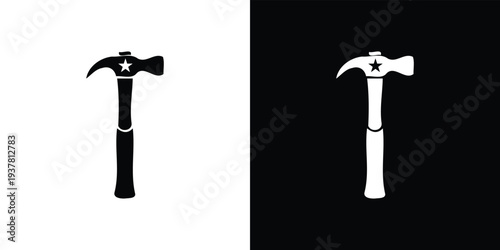 Black and white hammers with star on handle tool