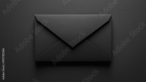 Elegant luxury black envelope sealed shut against a dark matte background emphasizing minimalist design and important correspondence concepts.