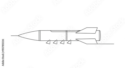 Simple Line Drawing of Missile.