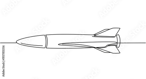 Simple Line Drawing of Rocket.
