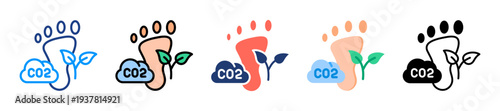 Carbon Footprint Icon Sheet Multiple Style Collection 