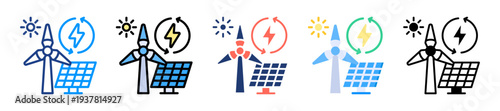 Renewable Energy Icon Sheet Multiple Style Collection 