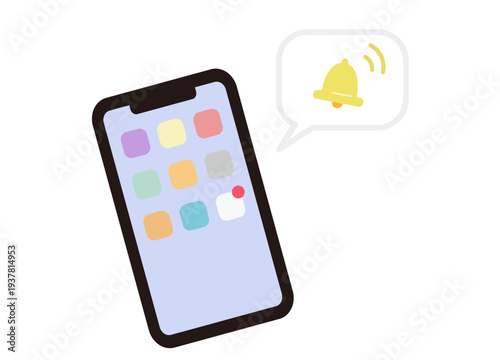 スマホの通知イメージイラスト素材