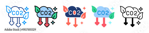 Carbon Neutrality Icon Sheet Multiple Style Collection 