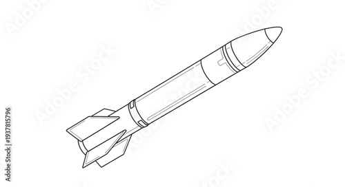 Simple Line Drawing of Missile.