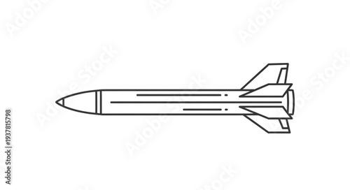 Simple Line Drawing of Missile.