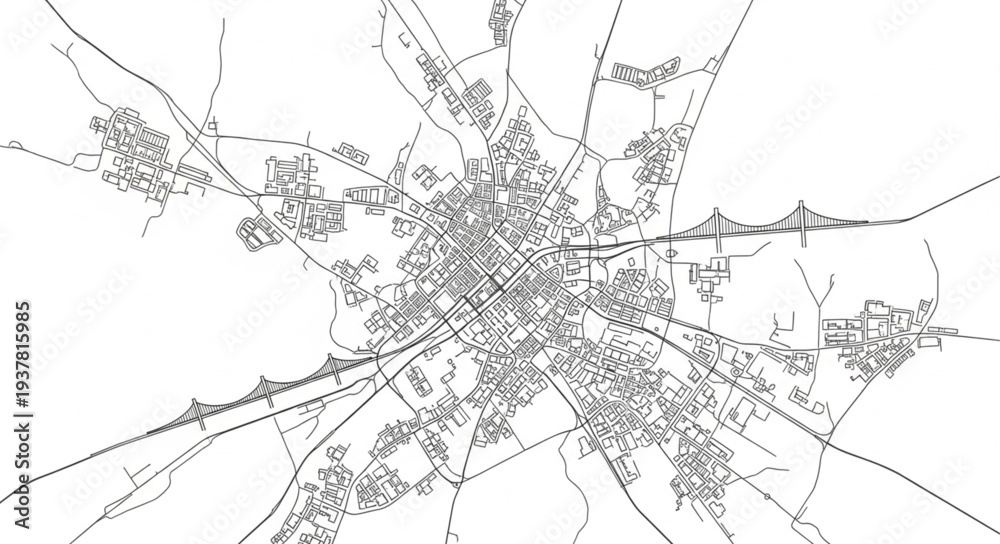 Obraz premium Black and White City Map.