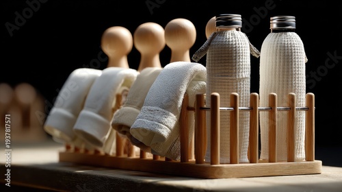 Minimal Workout Equipment Display On Wooden Rack