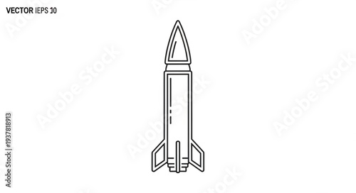 Black and White Rocket Illustration.