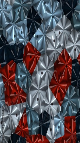 Abstract Pattern of Red White and Blue Starbursts.