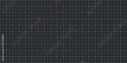Grid pattern blueprint on black paper background, graph white notebook. Millimeter paper with architect gird and white tech dot. Drawing grid with map checker paper, vector illustration.