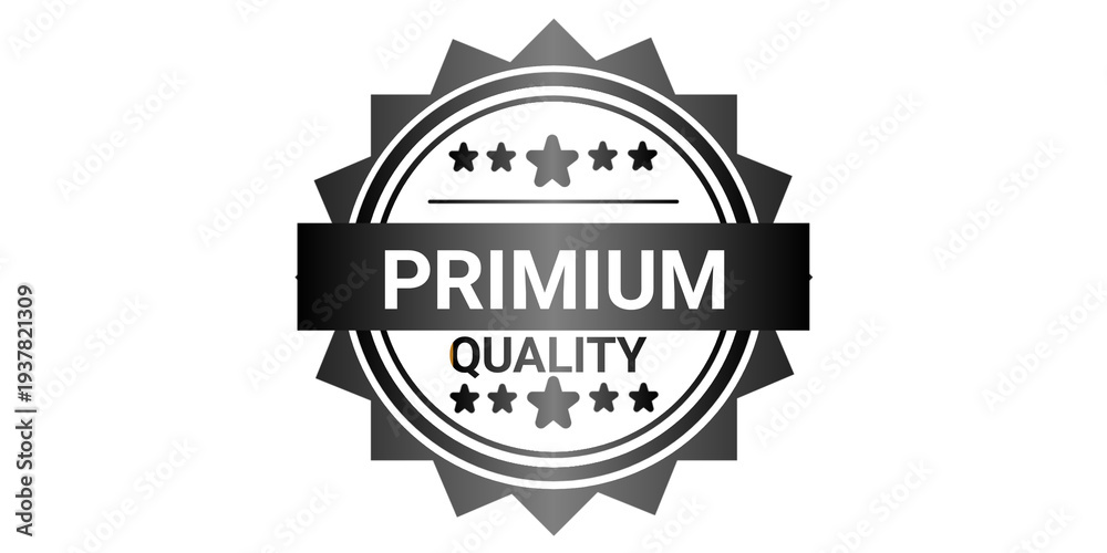 Obraz premium Premium Quality Silver Badge Seal – Luxury Metallic Product Certification Emblem with Star Rating