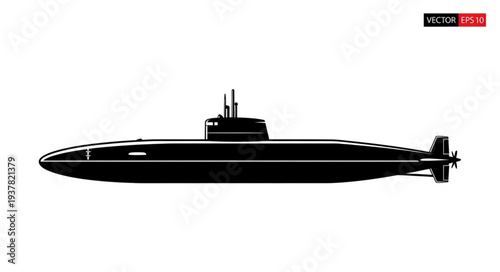 Black Silhouette Submarine Illustration Design.