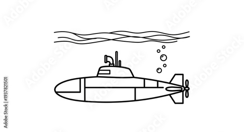 Black and White Submarine Underwater.