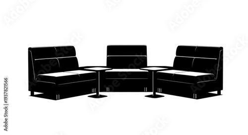 Black Leather Sofa Set Furniture.