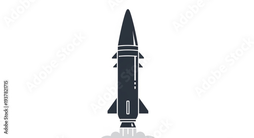 Black Rocket Illustration on White.