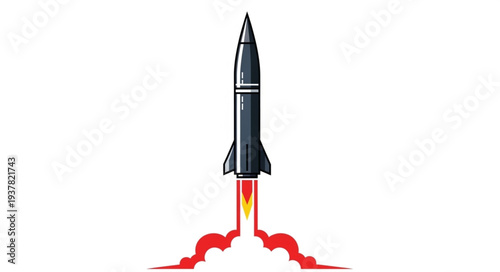 Black Rocket Launching into Space.