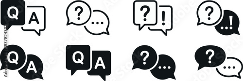 FAQ help center speech bubble icons for web