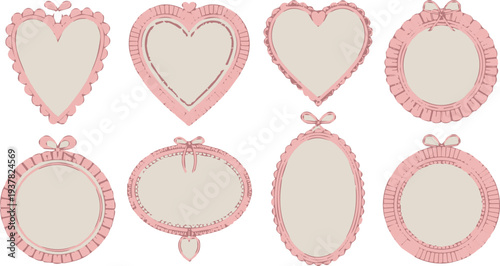 Baby shower oval frames with bead border elements