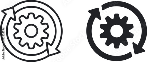 Gear and arrows for system integration and API icon