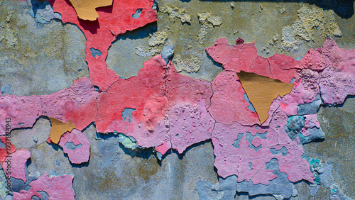 old pink paint wall in the coffee shop