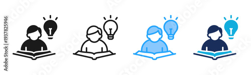 Self Education icon set multiple style collection