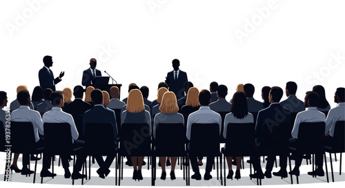 Business Meeting with Audience and Speakers.