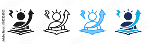 Learning Motivation icon set multiple style collection