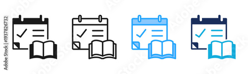 Study Planning icon set multiple style collection