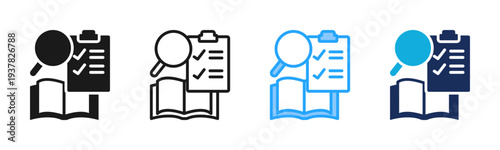 Learning Evaluation icon set multiple style collection