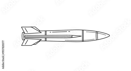 Simple Line Drawing of Missile.