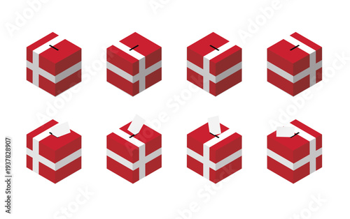 Denmark Election Ballot Box Vector Isometric