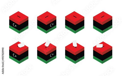 Libya Election Ballot Box Vector Isometric