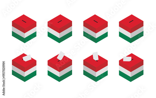 Hungary Election Ballot Box Vector Isometric