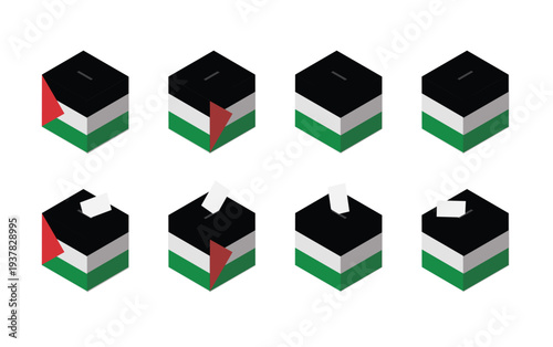 Palestine Election Ballot Box Vector Isometric