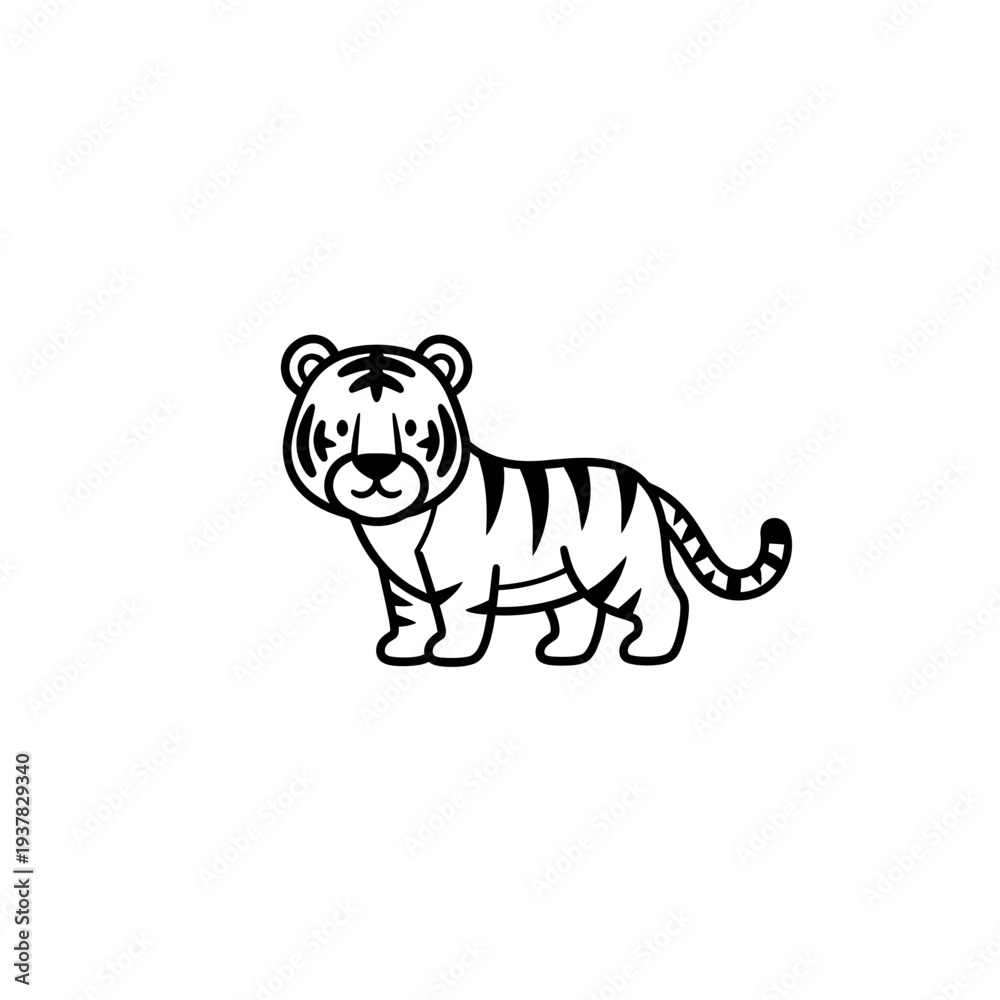 Fototapeta premium Cute Cartoon Tiger Icon vector illustration