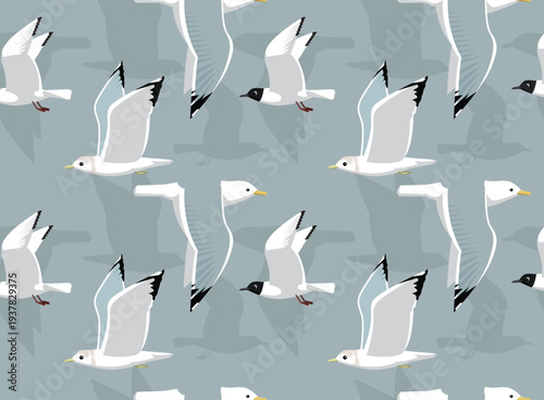 American Seagull Birds Character Seamless Background Wallpaper Pattern