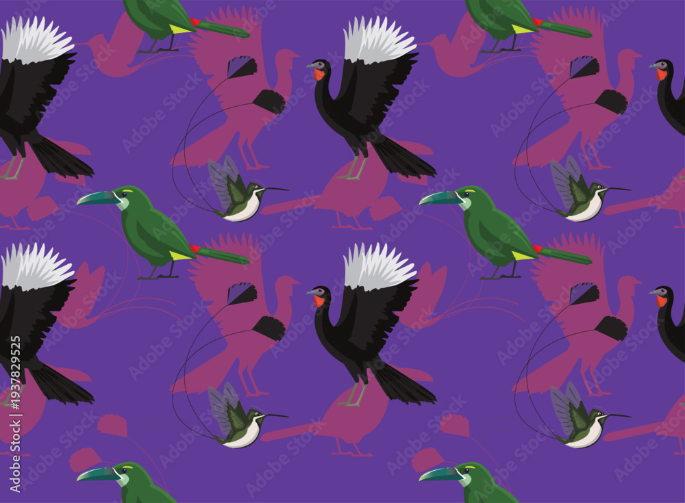 Fototapeta premium Peru Endemic Birds Character Seamless Background Wallpaper Pattern